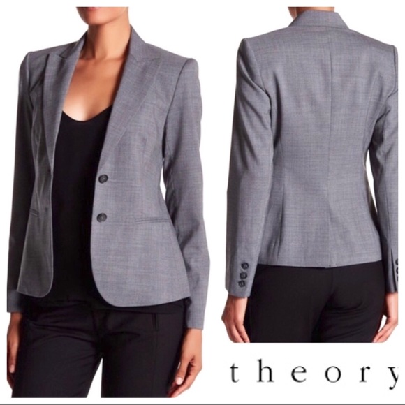 Theory Stretch Wool Gray Blazer - Picture 2 of 6